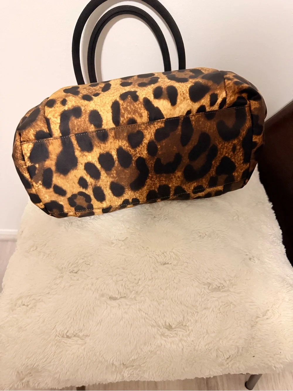 Salvatore Ferragamo Leopard Print Tote in Tan and Black